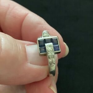 Antique Platinum Sapphire and Diamond Ring